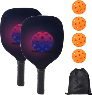 Zdjęcie produktu dla Zestaw do pickleballa zawierający 2 rakiety, 4 piłki do pickleballa, torbę do przechowywania, drewniane rakiety, ergonomiczny uchwyt, 40 otworów, piłki do pickleballa dla początkujących, fitness na świeżym powietrzu, sporty plażowe