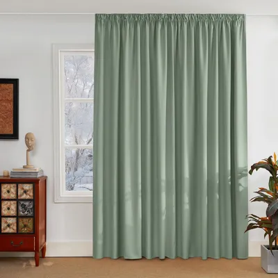 Image de Rideaux de salon, occultants, dimensions 260 cm de hauteur x 300 cm de largeur, couleur vert sauge