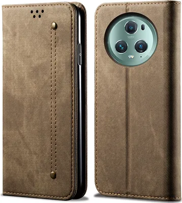 Obrázek produktu pro Honor Magic 5 Pouzdro, Kožené Peněženkové Pouzdro s Magnetickým Uzavíráním a Stojánkem pro Honor Magic 5 Khaki