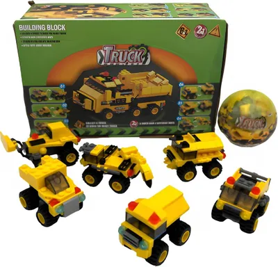 Produktbild von 6 x Baufahrzeug– Klemmbausteine im Ei für Kinder Geschenk Spielzeug Überraschungsei Jungen