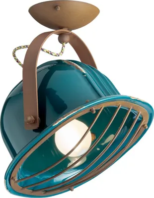Produktbild von Spot Metall Keramik verstellbar Ø 27 cm Braun Petrol Shabby Antik E27 rund Retro Design Keramiklampe