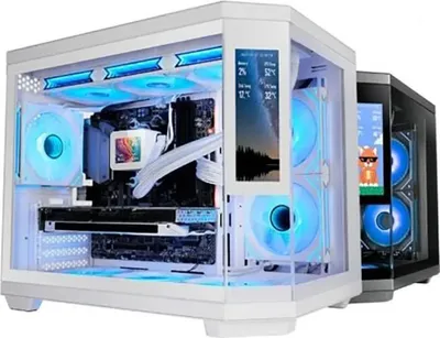 Produktbild von Mars Gaming MC3TCORELCDMW, Mini Tower, PC, Weiß, micro ATX, Mini-ITX, Metall, Gehärtetes Glas, Gaming