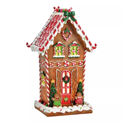 Produktbild von Lichthaus Lebkuchen LED, 31 cm hoch, 18 cm breit, 13 cm tief, mit filigranen Zuckerguss-Details