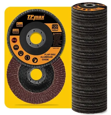 Image de Disques abrasifs, 40 pièces, diamètre 115 mm, oxyde d'aluminium, différents grains (40-120), pour le travail du métal et du bois