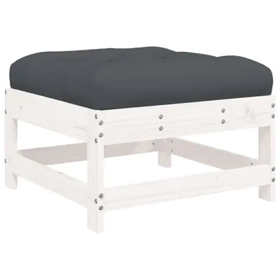 Image de vidaXL Tabouret de jardin avec coussin Blanc Pin massif