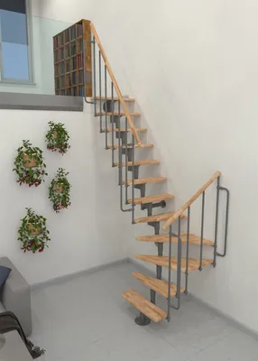 Produktbild von Minka Mittelholmtreppe Joker Turn 35 - 304cm Geschosshöhe Buche Grau