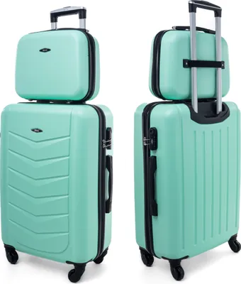 Produktbild von RGL 520 Kofferset ABS Hardcase Trolley 2-teilig 2in1 Koffer XL + Kosmetikkofer Farbe: Minze