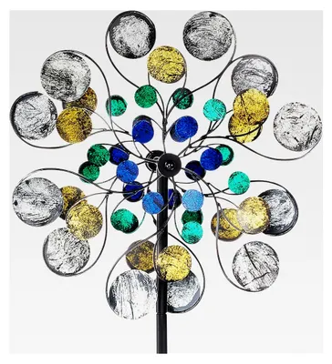 Produktbild von Windrad DOTS XXL, 50x183 cm, bunt, Metallwindrad, wetterfest und dekorativer Gartenstecker für Beet, Rasen, Vorgarten und moderne Gartengestaltung