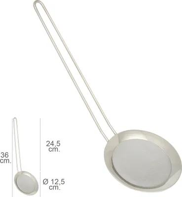 Obrázek produktu pro Síťový odpěňovač z nerezové oceli Ø 12,5 cm. S rukojetí 24,5 cm.