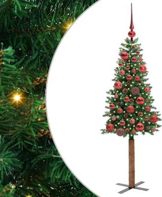 Obrázok produktu pre Úzky vianočný stromček s 150 LED-i so stojanom Zelená 150 cm