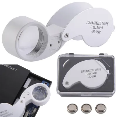 Obrázok produktu pre Verk 09002 Skladacia mineralogická lupa LED - zväčšenie 40x