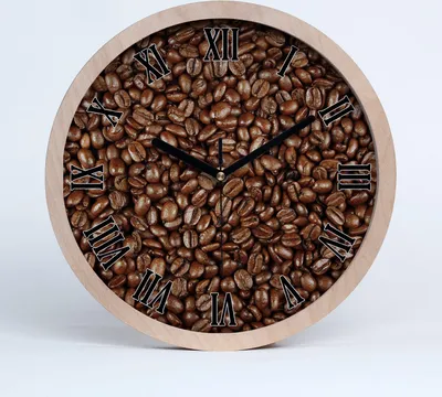Produktbild von Holzuhr 20fi cm wanduhr - schwarze Spitzen - Kaffeebohnen