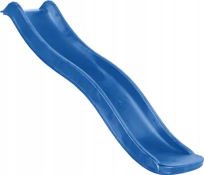 A blue plastic slide for a playground.
