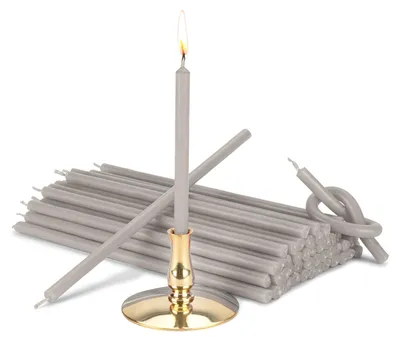 Kerzenhalter mit Stabkerzen, grau, tropffrei, 16 cm, 50 Stück