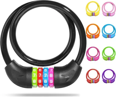 Obrázok produktu pre Kombinovaný zámok na detský bicykel 10 mm x 650 mm čierny