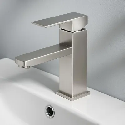 Einhebel-Waschtischarmatur, gebürstet, Edelstahl, Wasser sparend