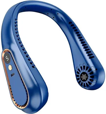 Image de Ventilateur USB portable - Bleu - Refroidissement personnel - Ventilateur sans fil - Écran numérique