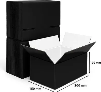 Zdjęcie produktu dla Pakiet - Karton Klap. 300x150x100mm Czarny 10szt.