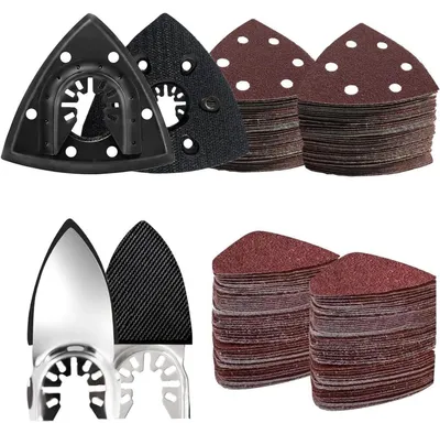 Produktbild von 127tlg Schleifpapier & Sägeblätter Set für Oszillierende Werkzeuge, 93mm, Universell Kompatibel, mit Aufbewahrungstasche