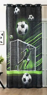 Produktbild von Gardine Ösen Grobfaser »Seoul Collection« HxB 245x140 cm Fussball Tor Digital Druck Ösen Linenlook-Struktur Halbransparent Blickdicht 2024120