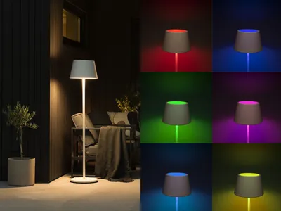 Produktbild von Konstsmide Akku Stehleuchte Pomezia | Indoor/Outdoor | Regenfest | USB | weiss | Aluminum | 11 Lichtfarben | Akkulaufzeit bis zu 20h | 7824-250