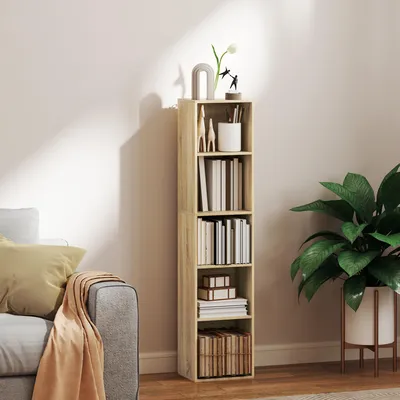 Produktbild von Bücherregal mit 5 Ebenen und verstellbaren Böden, 30x24x133,5 cm, Natur
