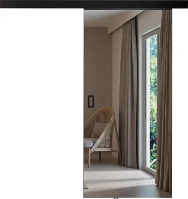 Produktbild von KIER FURNITURE Schiebetür Komplettset mit Spiegel MESTO Sliding Door, Raumteiler Schiebetür Schwarz 76x205x1,6 cm