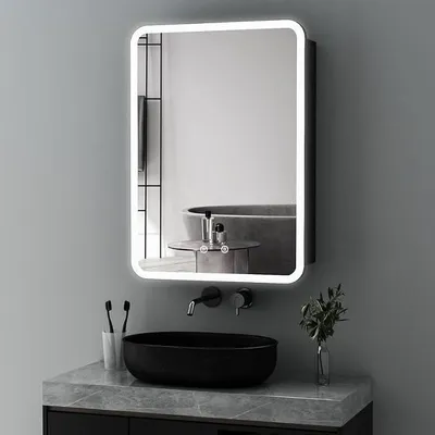 Obrázok produktu pre Zrkadlová skrinka s LED osvetlením, lekárenská skrinka, 40x60x12,5 cm. Skrinka do kúpeľne s 3 farbami, stmívateľná, s funkciou proti zamlžovaniu, nástenná skrinka do kúpeľne so zrkadlom na oboch stranách