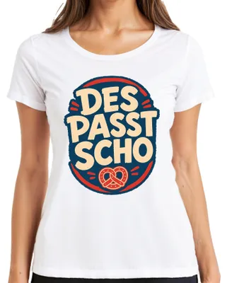 Zdjęcie produktu dla Koszulka damska "Oktoberfest Bawaria", z motywem precla, wesoła, z motywem tradycyjnego bawarskiego stroju (lederhosen i dirndl), biała, rozmiar XL