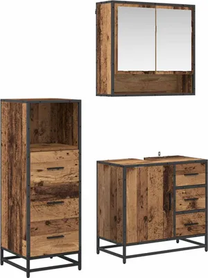 Immagine prodotto di Set di mobili per il bagno con cassetto 3 pcs Legno vecchio