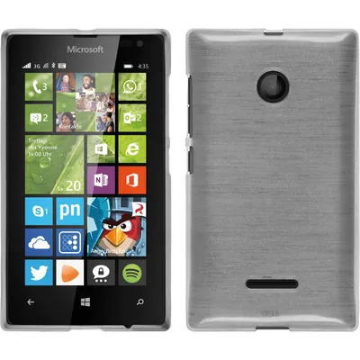 Produktbild von PhoneNatic Case kompatibel mit Microsoft Lumia 435 - weiß Silikon Hülle brushed + 2 Schutzfolien