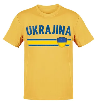 Produktbild von WM EM Fan Shirt Länder T-Shirt Fußball Fanartikel Herren Damen 100% Baumwolle Land wählen: Ukraine Shirt Größe wählen: L