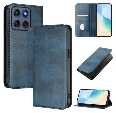 Immagine prodotto di Custodia per Motorola Edge 60 Fusion, custodia in pelle vintage con protezione RFID, slot per schede, supporto Blu
