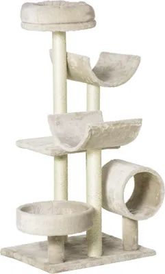 Produktbild von Katzenkratzbaum Kletterbaum mit Spielzeug & Tunnel Beige 50x40x105 cm für Katzenliebhaber & Spielspaß,