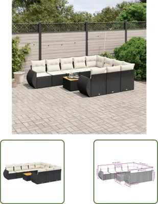 Produktbild von The Living Store 11-tlg. Garten-Sofagarnitur mit Kissen Schwarz Poly Rattan