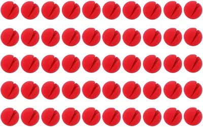 Productafbeelding van Grappige Clownneuzen - Feestneuzen Spons - Feestelijke Aankleding - Zacht Comfortabel Materiaal - 50 Stuks - Rood