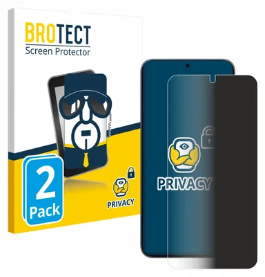 A product package for screen protectors with a smartphone illustration and a privacy screen protector shown.