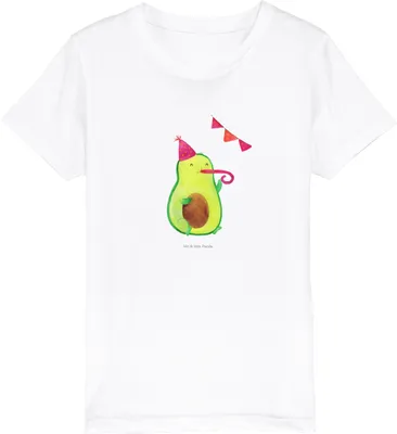 Produktbild von Mr. & Mrs. Panda Kleinkinder T-Shirt Avocado Feier 12-14 Jahre (152/164) - Weiß - Geschenk, Kindershirt, Fete, Tröte, Kinder Bio, Öko, Teenager, Geburtstag, Party