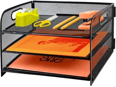 Zdjęcie produktu dla Metalowy organizer formatu A4, uchwyt na dokumenty, uchwyt na gazety, skrzynka na listy, organizer na gazety papierowe, czarny