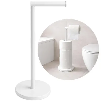Produktbild von Toilettenpapierständer mit Halter für 4 Rollen WC Papierhalter freistehend Loft Weiß