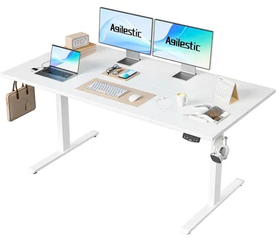 Productafbeelding van Elektrisch verstelbaar bureau, hoogte verstelbaar, 160 x 80 cm, wit, met geheugenfunctie