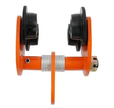 Image de Palans à poutre - Palans manuels pour poutres - Capacité de charge : 2 tonnes - Réglable de 90 à 140 mm - Largeur de voie : 94 à 124 mm - Adapté aux poutres en I et en H - Acier orange