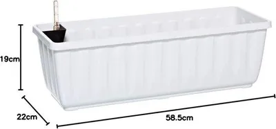 Productafbeelding van Famanu bloembakken met irrigatiesysteem - ongeveer 58,5 x 22 x 19 cm - kunststof, wit