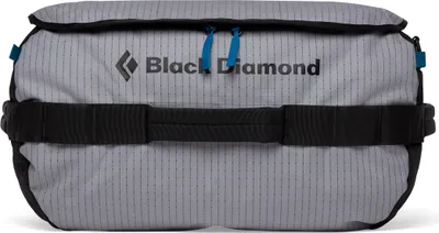 Stonehauler 45 L Duffel von Black Diamond in grau mit blauen Reißverschlüssen; geeignet für Reisen.