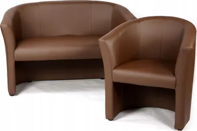 Produktbild von Couchgarnitur - Sofa Set - Braun - Kunstleder - 2 Sitzer Sofa - Sessel - Sitzmöbel - Fleckenbeständig - 2-Teilig - CAFE