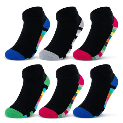 Produktbild von 2 I 4 I 6 Paar Damen THERMO Socken Innenfrottee warme Wintersocken Umschlagsocken Bunte Ringel 12792 - 6 Paar 35-38