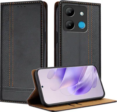Obrázek produktu pro Pouzdro na mobilní telefon pro Infinix Smart 7 kožené flipové ochranné pouzdro s funkcí stojánku černé