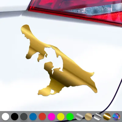 Produktbild von PantherPixel Usedom Aufkleber Insel Umriss Kontur Nordsee Sticker Auto Geschenkidee Farbe Chrom-Gold