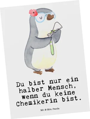 Produktbild von Mr. & Mrs. Panda Postkarte Chemikerin Herz - Weiß - Geschenk, Studium, Fotokarte, Grußkarte, Witzig, Labor, Designkarte, Spruch, Postkarten, Ansichtskarte