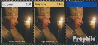 Produktbild von Briefmarken Guyana 2015 Mi 9122-9124 Dreierstreifen (kompl.Ausg.) postfrisch Papst Benedikt XVI.